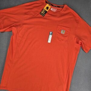 Carhartt Force Shirt Mens XLT Tall Orange Relaxed Fit Midweight Pocket Tee